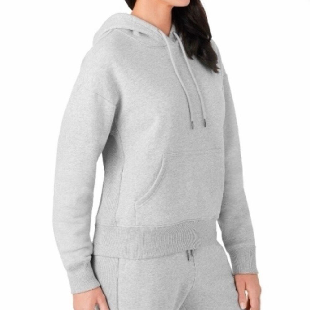 Member's Mark Women's Long Sleeve Relaxed Fit Fleece Hoodie - Light Grey Heather - Picture 3 of 7